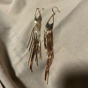 Peter and June Gold Feather Dangle Earrings